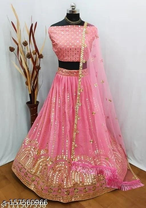 Women's Lehenga Choli Set for Wedding Bridal Partywear Bollywood Georgette Embroidered Chaniya Choli for Women Fully Stitched