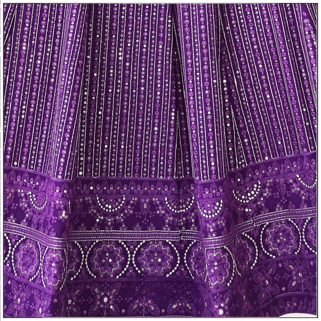 Women's Purple Faux Georgette With Sequence Embroidery Thread Work wedding Wear Lehenga Choli