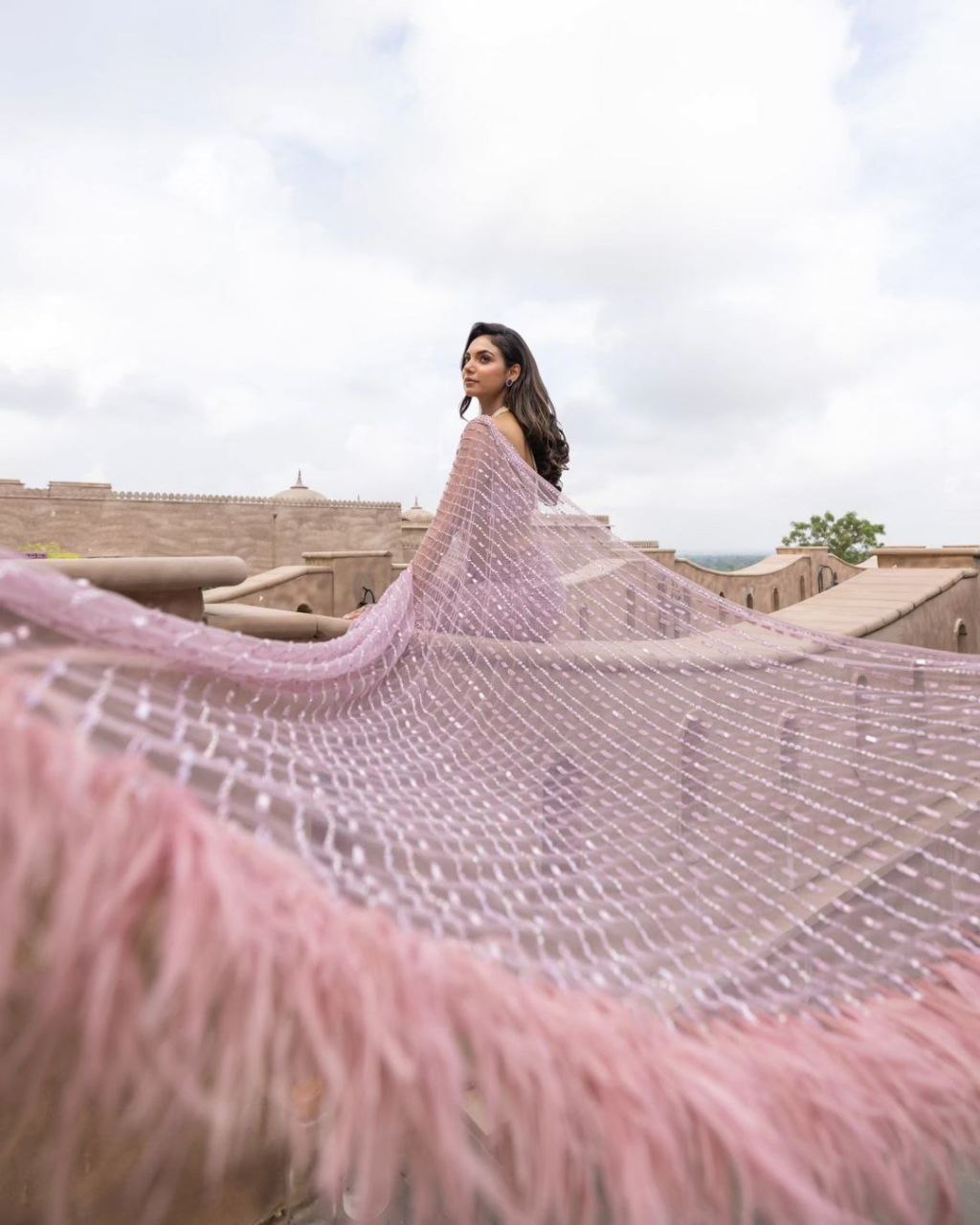 Baby Pink Color Heavy Mono Net With Multi Sequence Work Bollywood Party Wear Saree