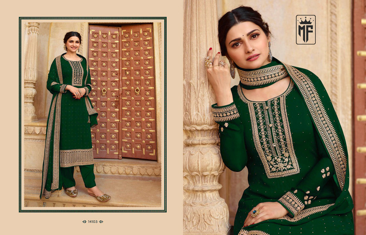 Green  Women Embroidered Semi-Stitched Dress Material with Dupatta Set