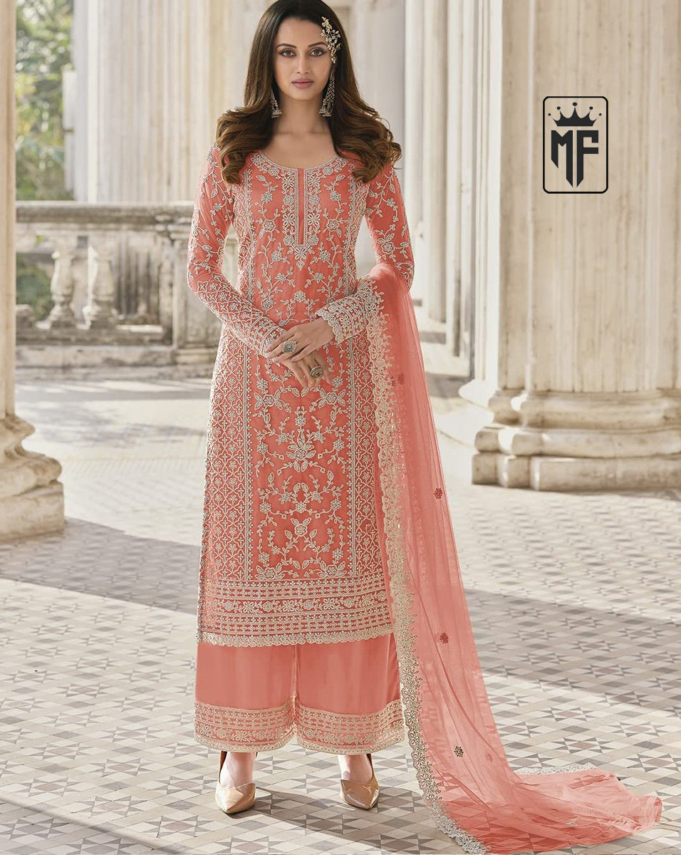 Wine Designer Collection Salwar Kameez Anarkali Sharara Suits Butterfly Net Ready to Wear Reception Wear Dress