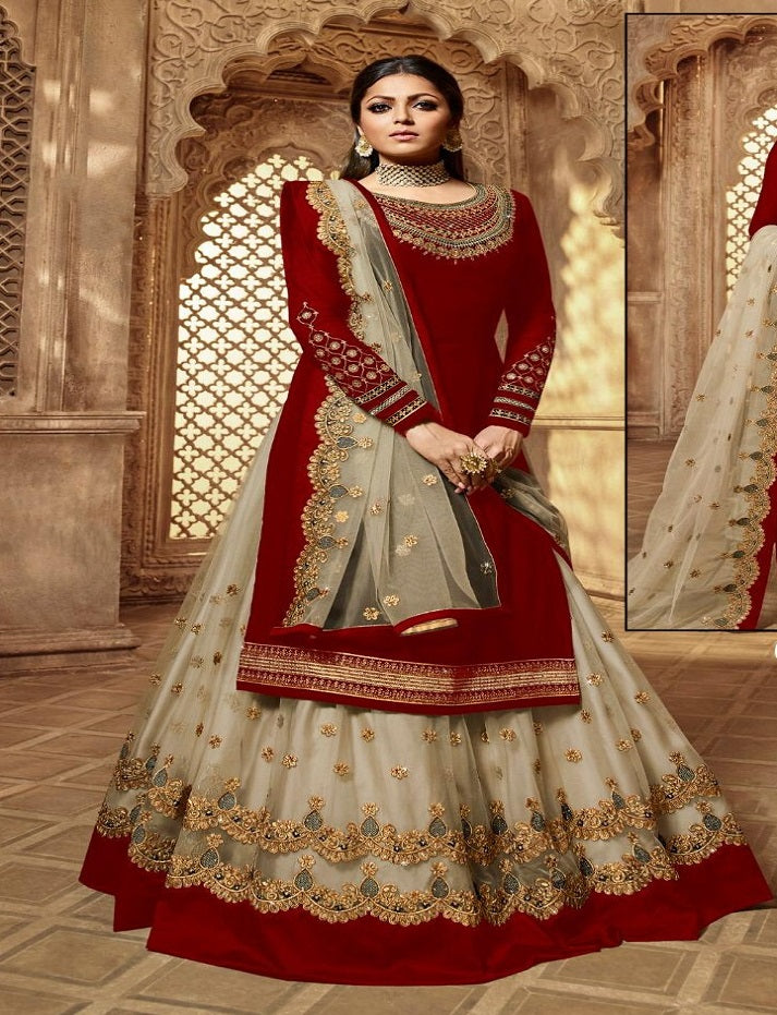 Gorgeous Georgette Embroidered Work Salwar Suit And Net Plazo for women Party Wear Anarkali Plazo Suit