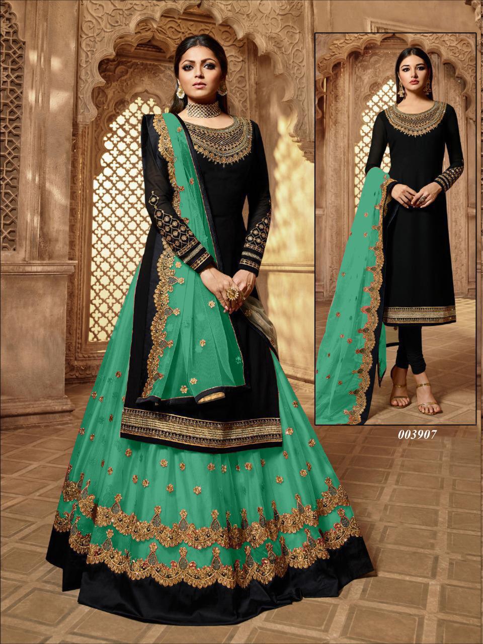 Gorgeous Georgette Embroidered Work Salwar Suit And Net Plazo for women Party Wear Anarkali Plazo Suit