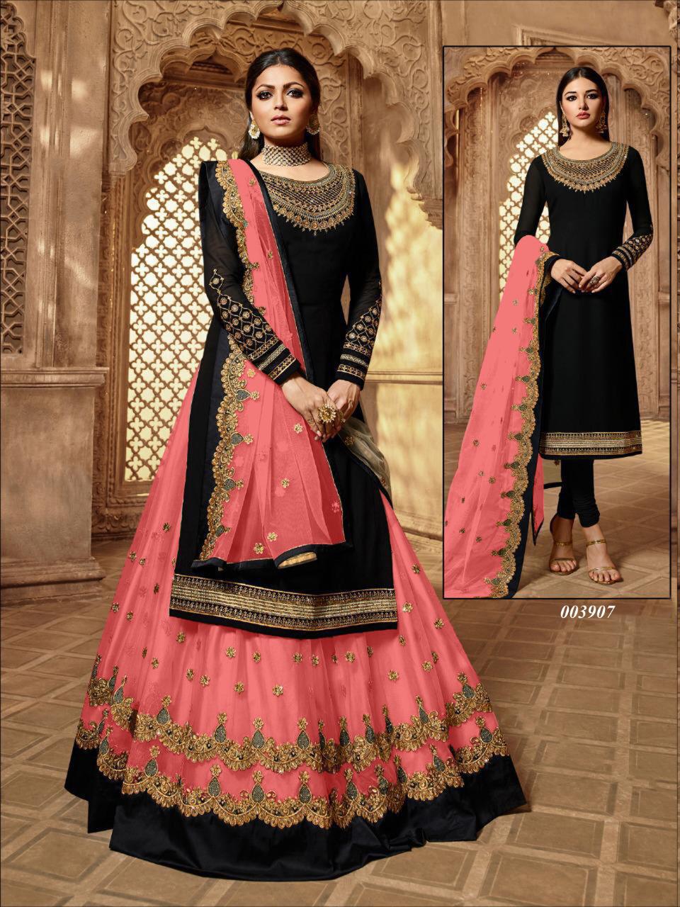 Gorgeous Georgette Embroidered Work Salwar Suit And Net Plazo for women Party Wear Anarkali Plazo Suit