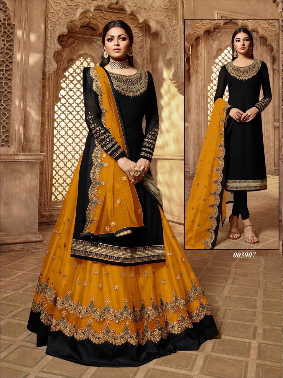 Gorgeous Georgette Embroidered Work Salwar Suit And Net Plazo for women Party Wear Anarkali Plazo Suit