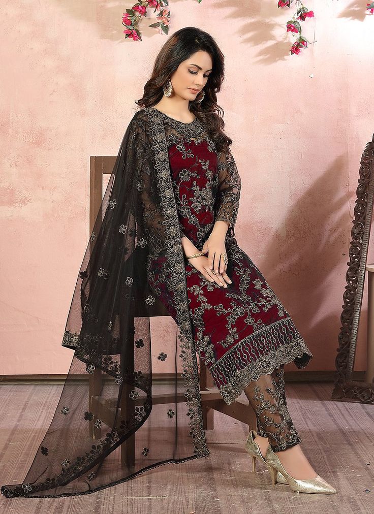 Amazing Georgette Thread Work Semi Stitched Sharara Plazzo Salwar Suit For Women