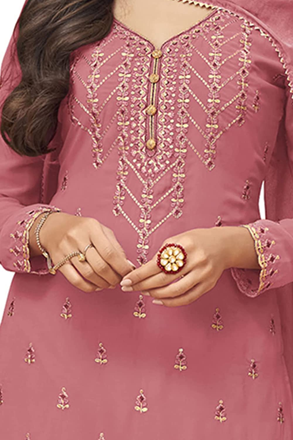 Heavy Foux Georgette Embroidered Pakistani Semi-Stitched Salwar Suit With Top and Duppata For Women