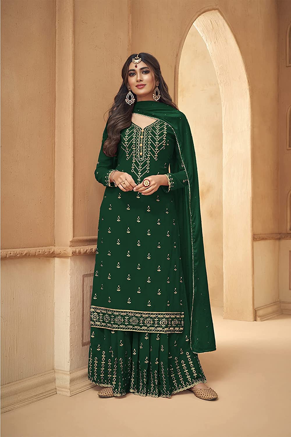 Heavy Foux Georgette Embroidered Pakistani Semi-Stitched Salwar Suit With Top and Duppata For Women