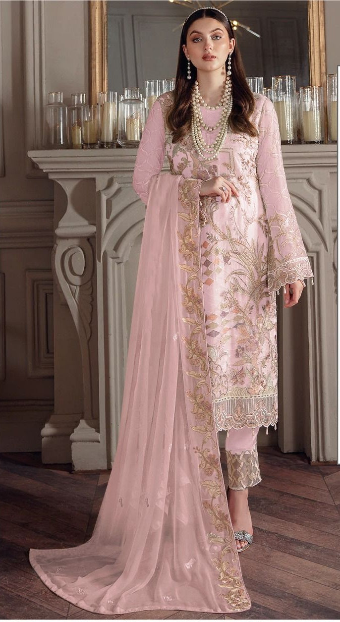 Ice Cream Muslim Woman's Fancy Georgette With Sequine Embroidery work Pakistani salwar kameez Suit