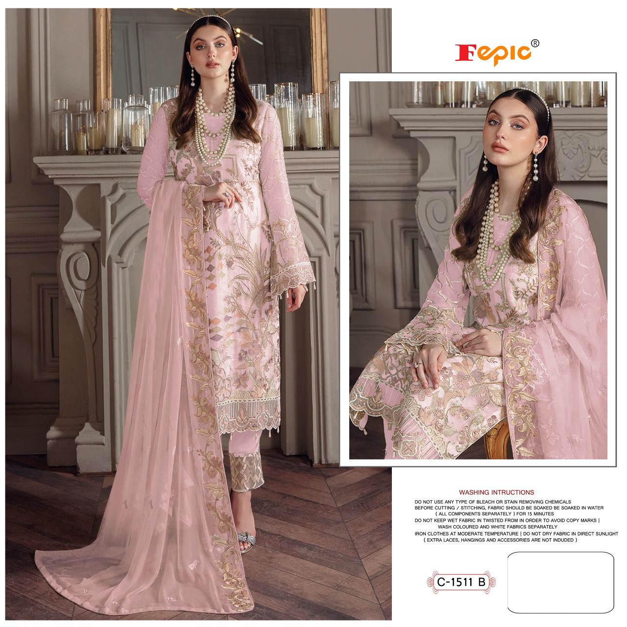 Pink Muslim Woman's Fancy Georgette With Sequine Embroidery work Pakistani salwar kameez Suit