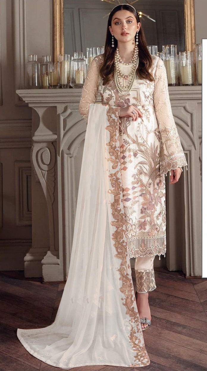 Ice Cream Muslim Woman's Fancy Georgette With Sequine Embroidery work Pakistani salwar kameez Suit