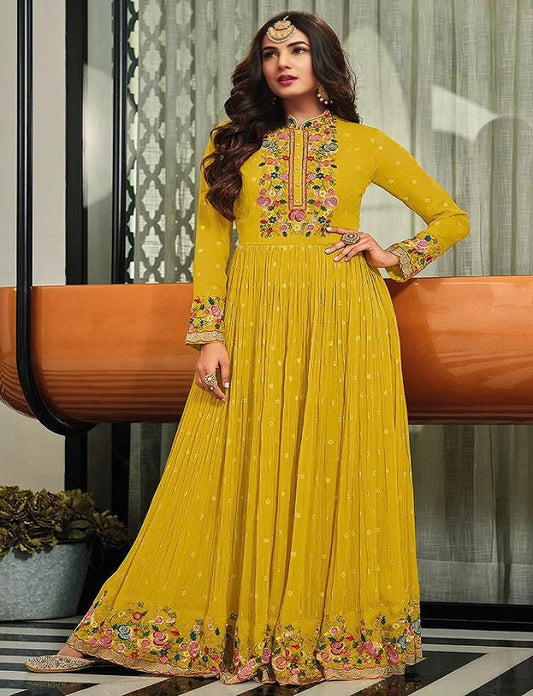 Women's Georgette Semi-Stitched Pakistani Anarakali Gown For Wedding