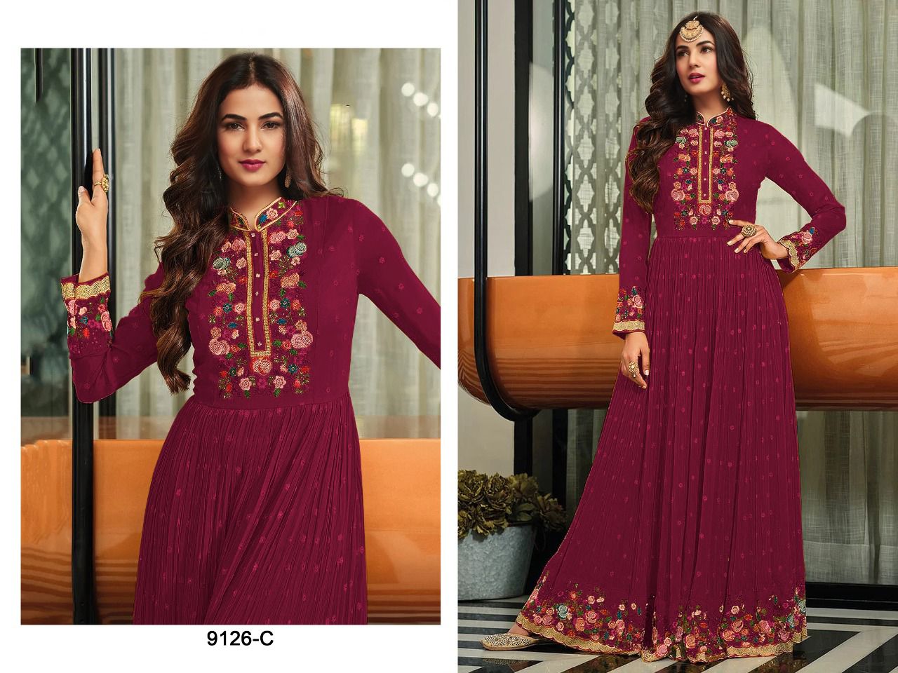 Women's Georgette Semi-Stitched Pakistani Anarakali Gown For Wedding