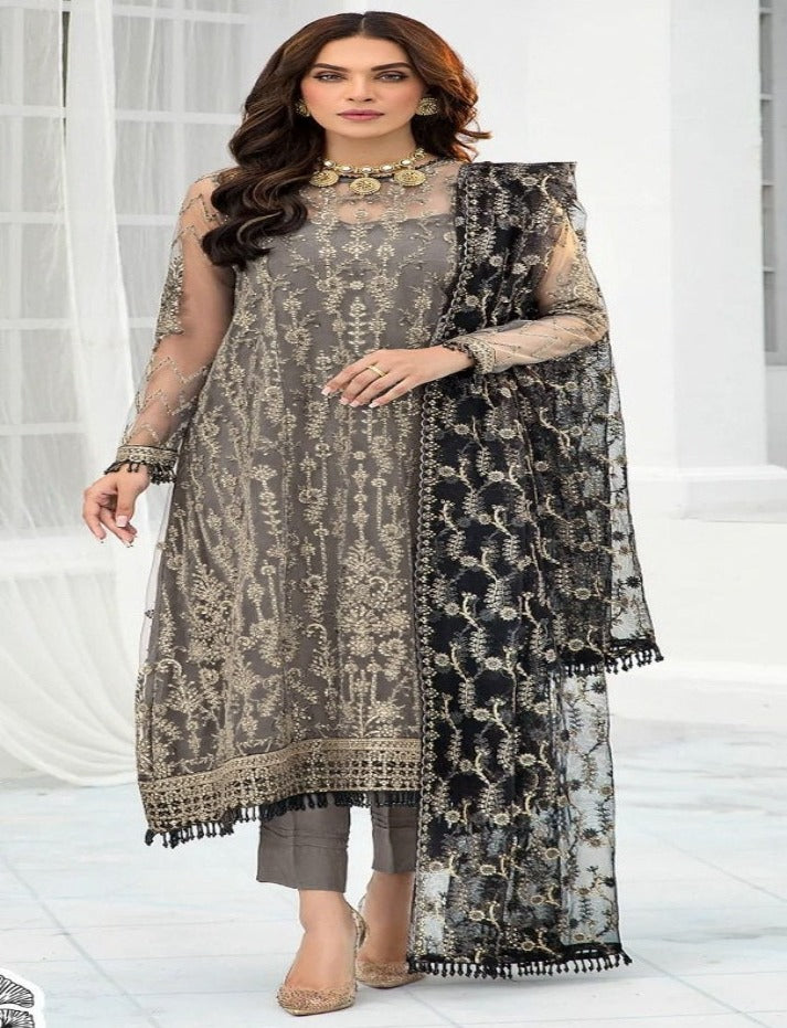 Grey Pakistani Bollywood women Heavy Bridal Indian Ethnic Designer Party Wear Gown Indian Anarkali Salwar Kameez Pakistani Party Gown