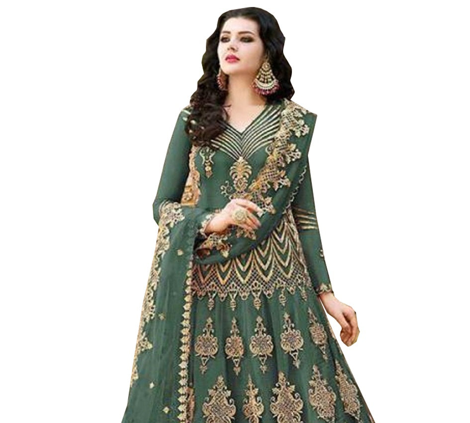 Wedding Wear Butterfly Net Embroidered Anarkali Semi Stitched Anarkali Suit For Womens