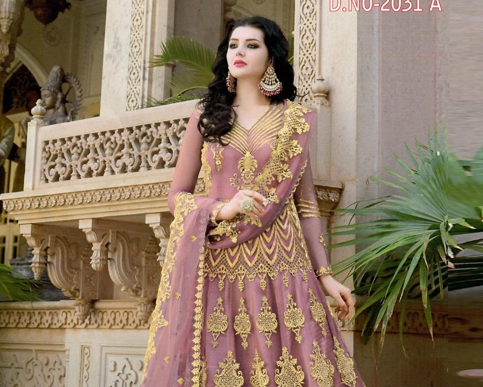 Wedding Wear Butterfly Net Embroidered Anarkali Semi Stitched Anarkali Suit For Womens