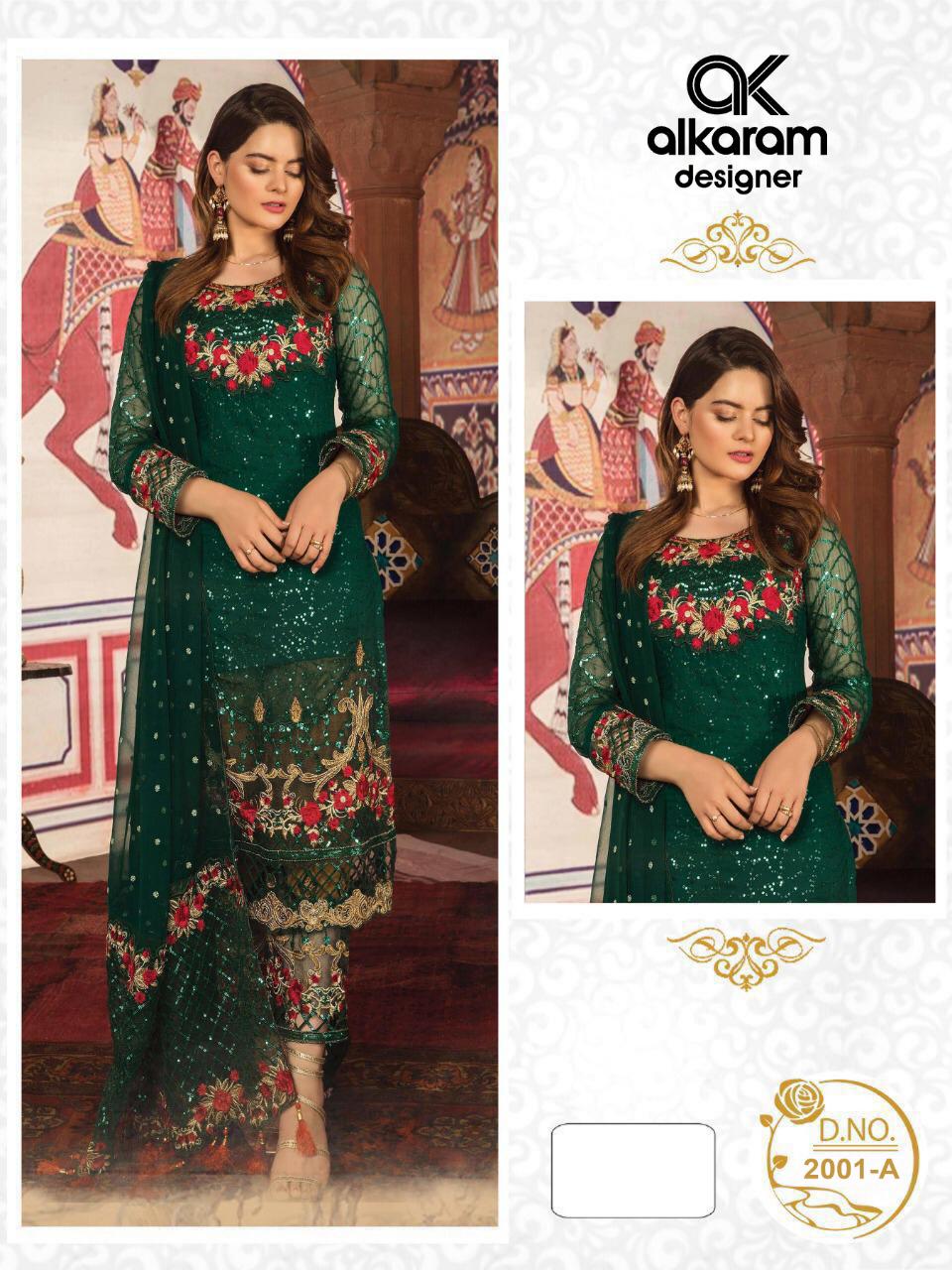 Green Fancy Sequence Embroidered Work Georgette Function Wear Salwar Suit For Womens