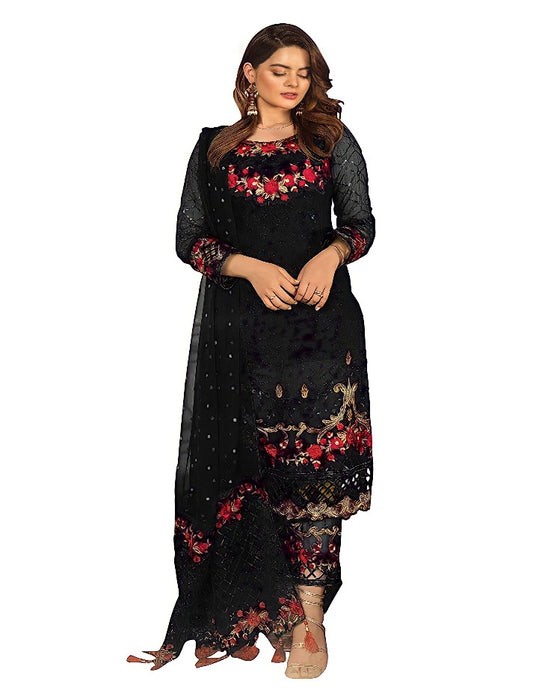 Black  Fancy Sequence Embroidered Work Georgette Function Wear Salwar Suit For Womens