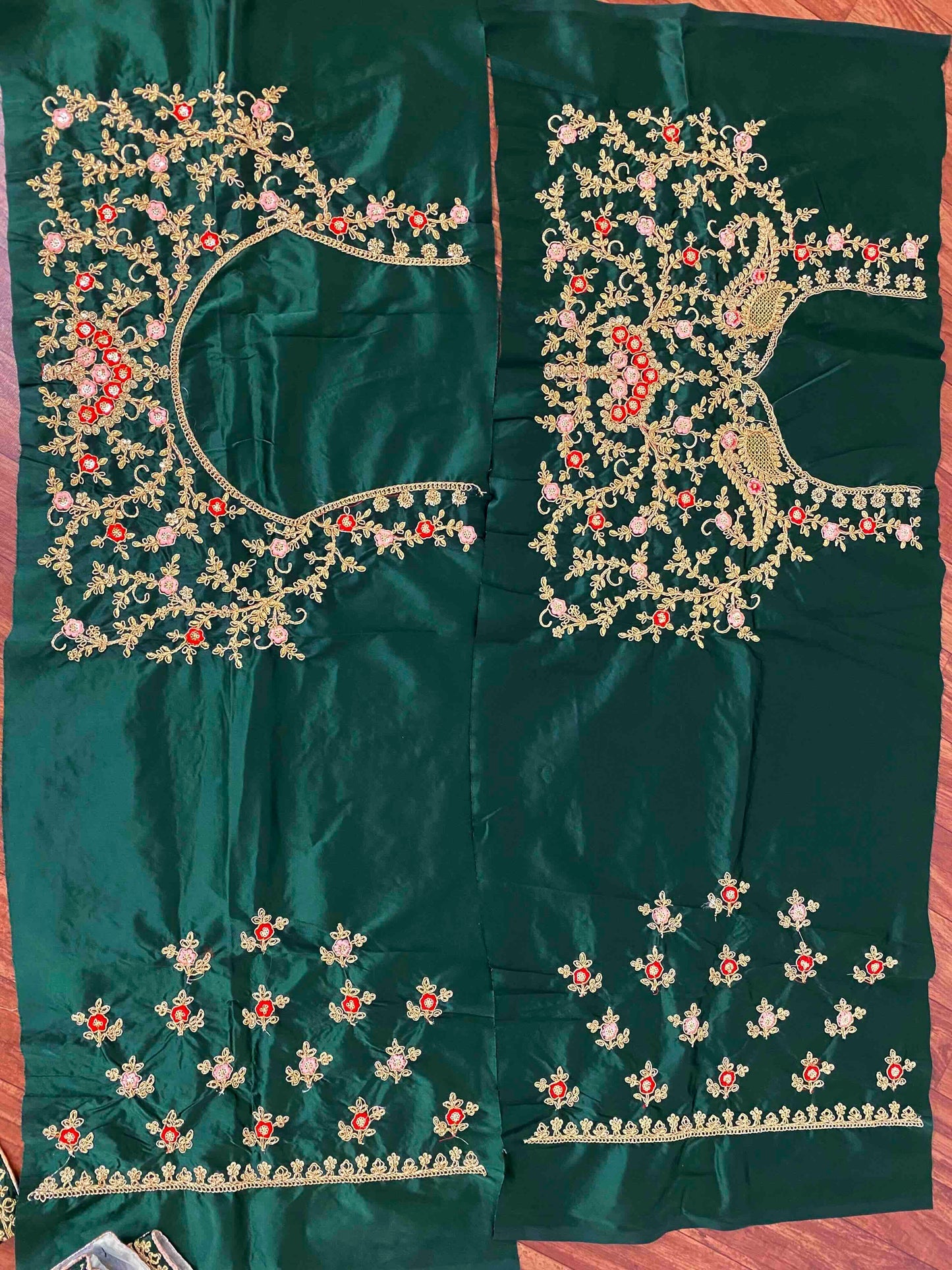 Bottle Green Designer Zari Embroidery Work Satin Semi-Stitched Lehenga Choli For Women & Girl's Wedding and Festival Wear