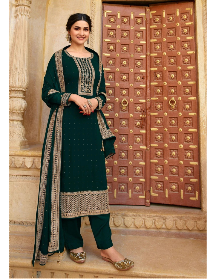 Wine Women Embroidered Semi-Stitched Dress Material with Dupatta Set