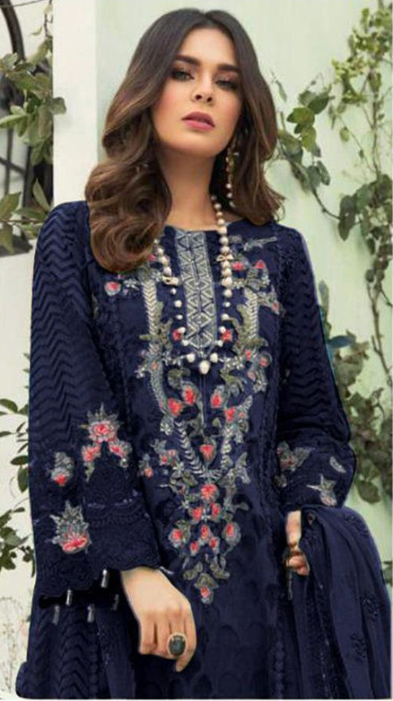 Black  Designer Party Wear Fox Georgette Embroidered Pakistani Salwar Kameez Suit With Duaptta