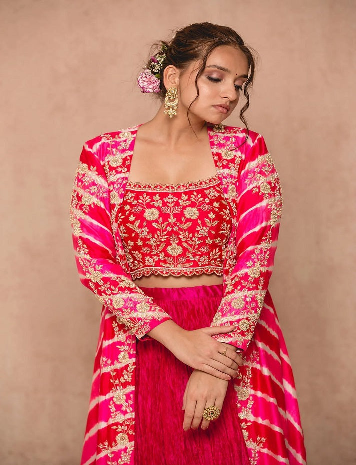 Pink New Super Trending Shrug Lehenga With Sequance Coding Embroidery Work Koti With Banglori Embroidery Sequence Work Blouse For Beutiful Womens & Girls