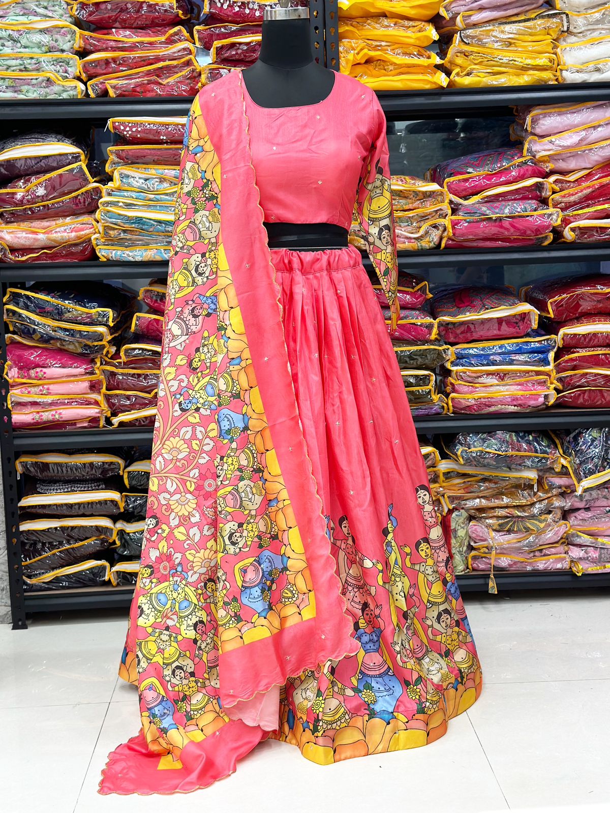 Women's Kalamkari  Degital Print Work Bollywood Style Lehenga Choli