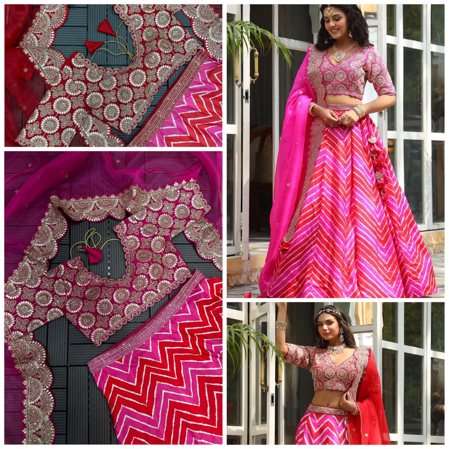 Pink Maslin Silk Fabric With Digital Print With Embroidery work Lehenga Choli for Women's