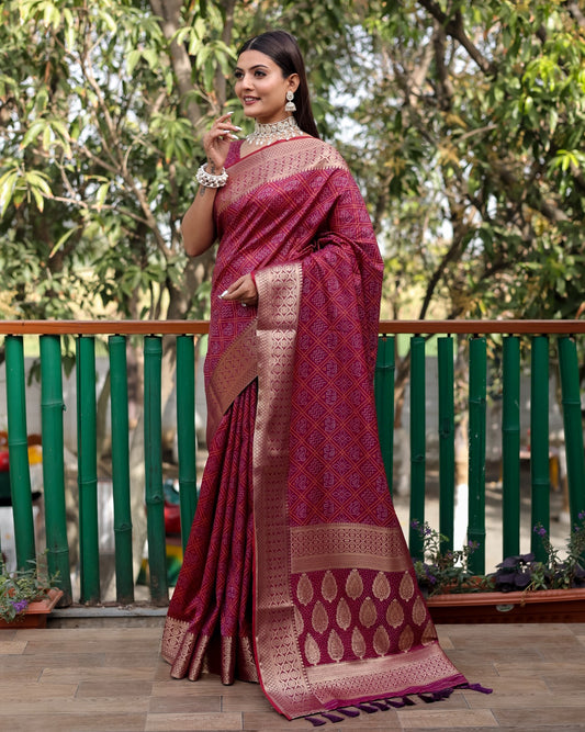 Heavy Banarasi Silk Woven Pattern Modern Jacquard Work Most Famous Saree fully Jacquard Work Blouse Peice