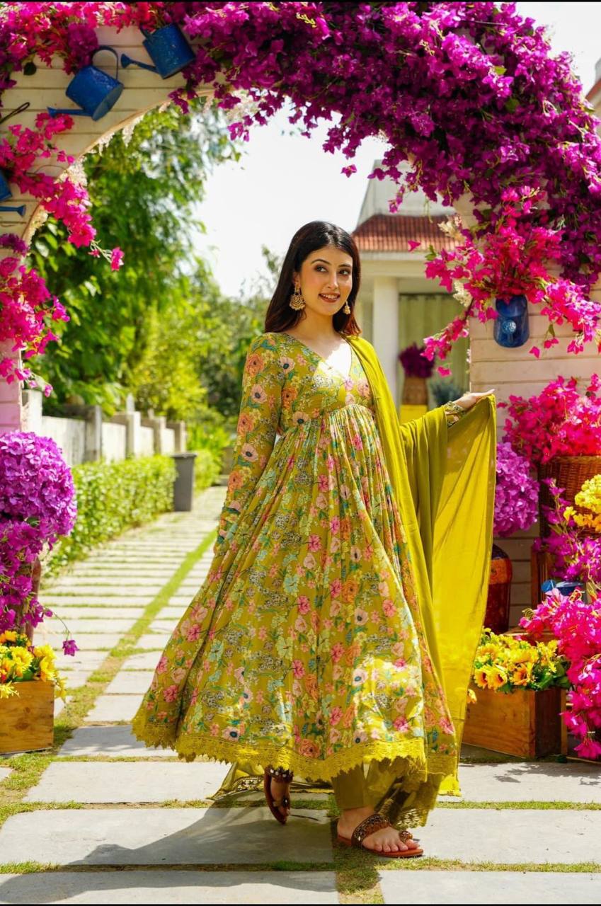 Georgette Printed Launching New Designer Party Wear Full Sleeve Anarkali Gown