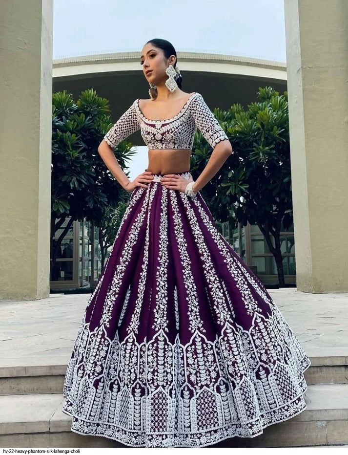 PRESENTING NEW PURPLE  DESIGNER EXCLUSIVE CORDING SEQUANCE WORK LEHENGA CHOLI WITH DUPATTA