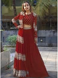 Party Wear Georgette Embroidered Work Indo Western Lehenga Choli For Women's