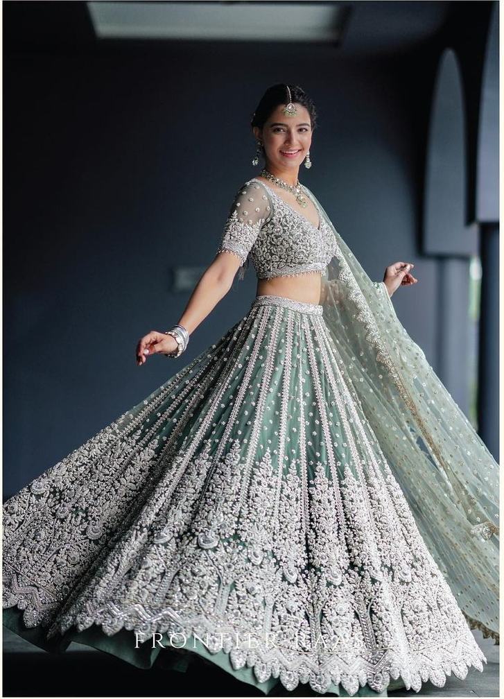 Women Chain Sequence Work Heavy Soft Net Semi-stitched Wedding wear Lehenga Choli With Dupatta Set