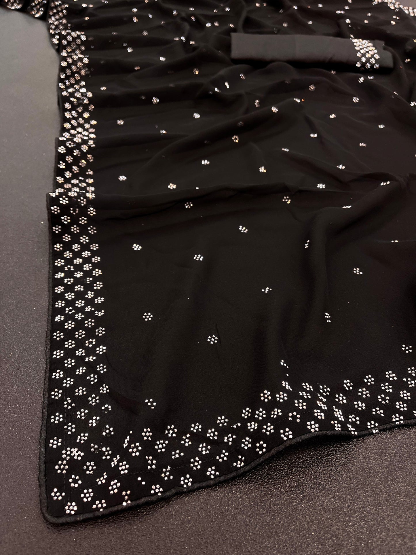 Black Beautiful Fancy Siroski Work Gorgeous Casual Party Wear Saree For Womens