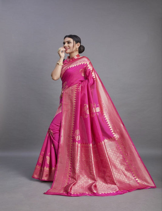 Designer Beautiful Banarasi Function Wear Saree with Blouse Piece for Women