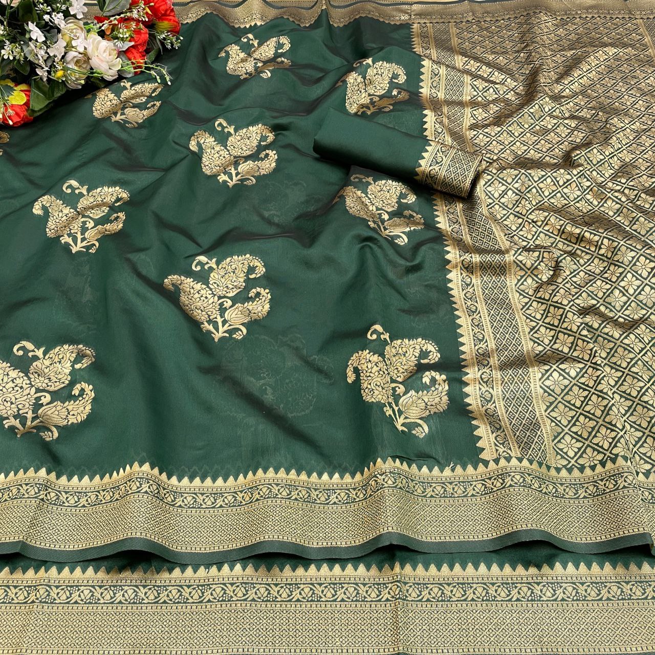 Designer Beautiful Banarasi Function Wear Saree with Blouse Piece for Women