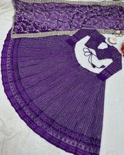 Women's Purple Faux Georgette With Sequence Embroidery Thread Work wedding Wear Lehenga Choli