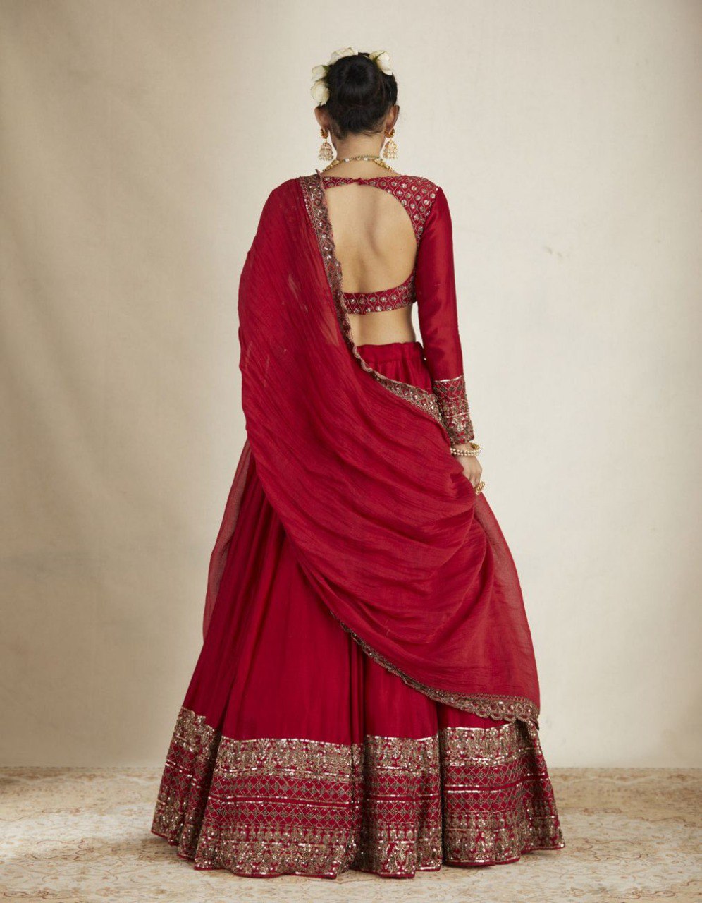 Heavy Georgette Red Lehenga Choli In Thread And Sequence Work Indian Wedding Wear Lehenga