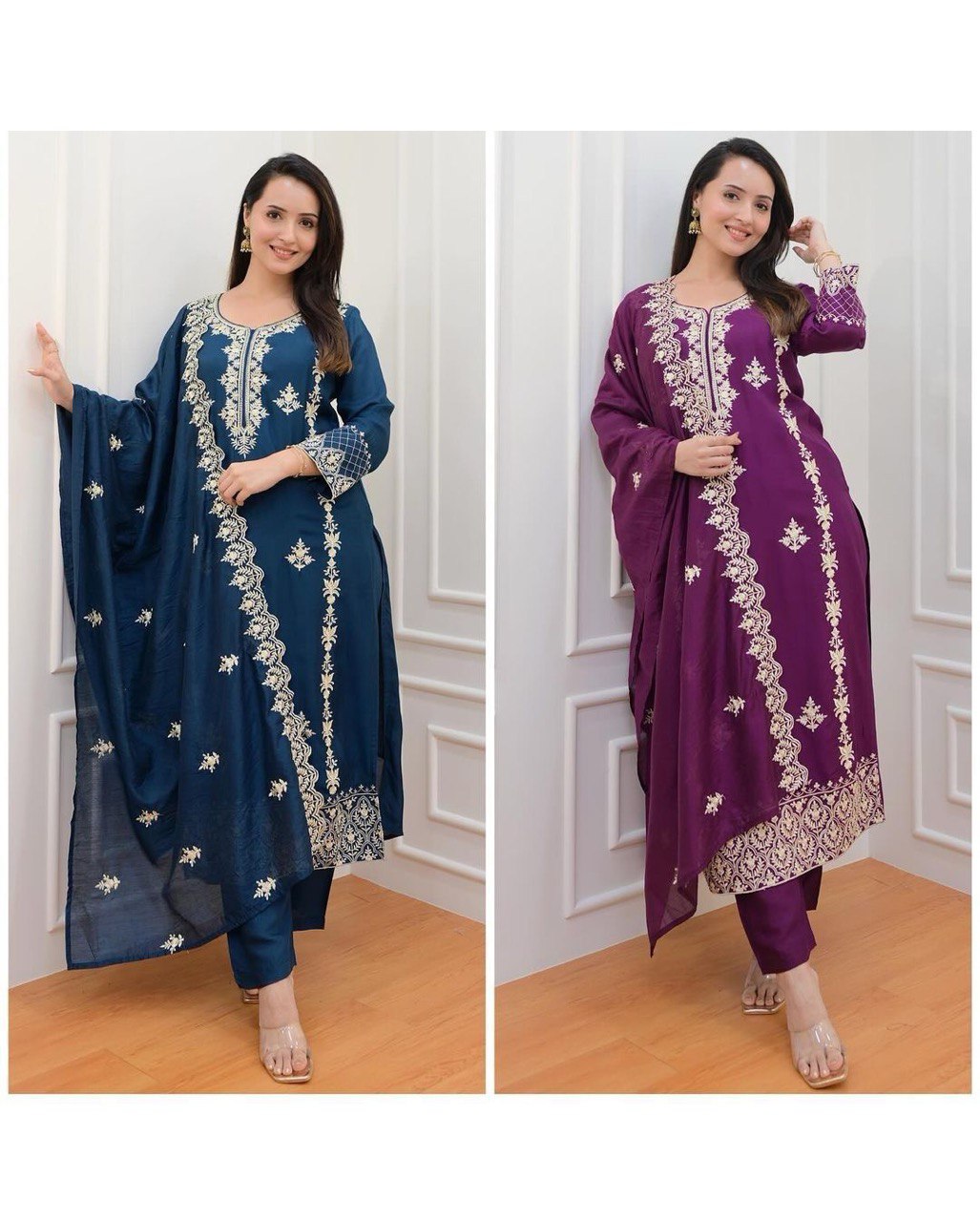 Wine Indian Glory Women'S Wear Purple & Wine Colour Reyon Printed A-Line salwar suit with dupatta